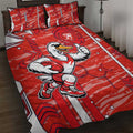 Sydney Swans Quilt Bed Set Mascot Cartoon Football Illustration Style