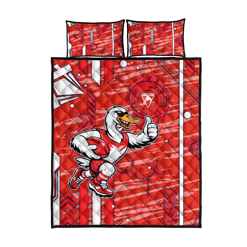 Sydney Swans Quilt Bed Set Mascot Cartoon Football Illustration Style