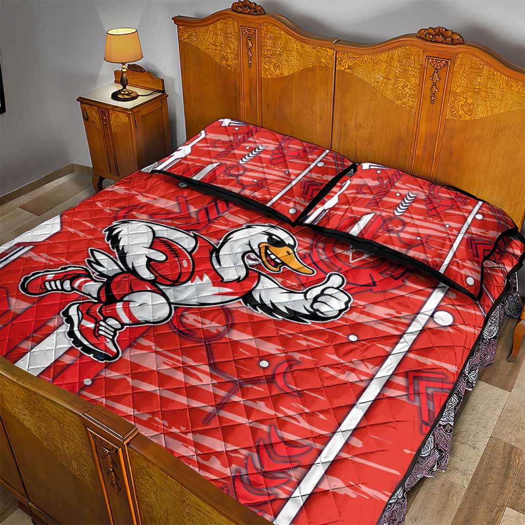 Sydney Swans Quilt Bed Set Mascot Cartoon Football Illustration Style