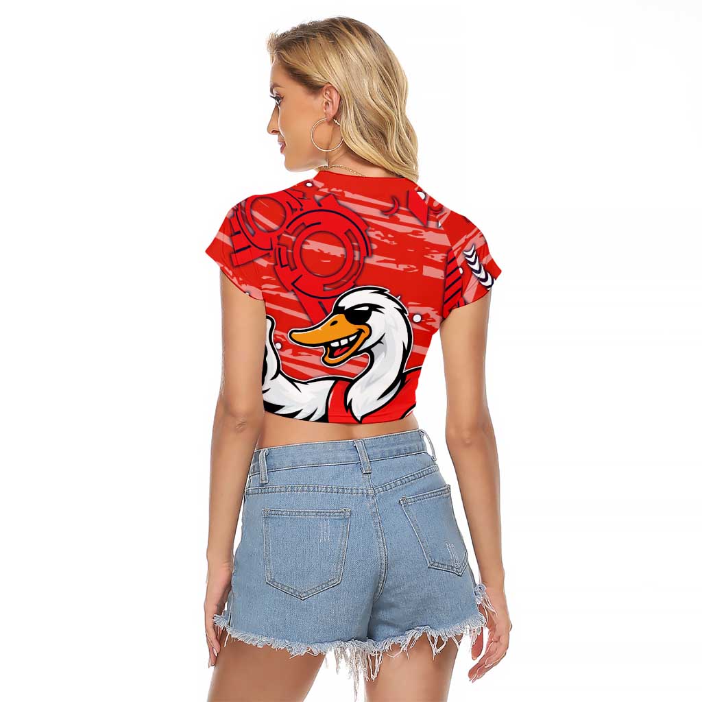Sydney Swans Raglan Cropped T Shirt Mascot Cartoon Football Illustration Style