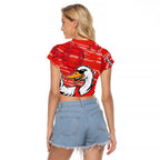 Sydney Swans Raglan Cropped T Shirt Mascot Cartoon Football Illustration Style