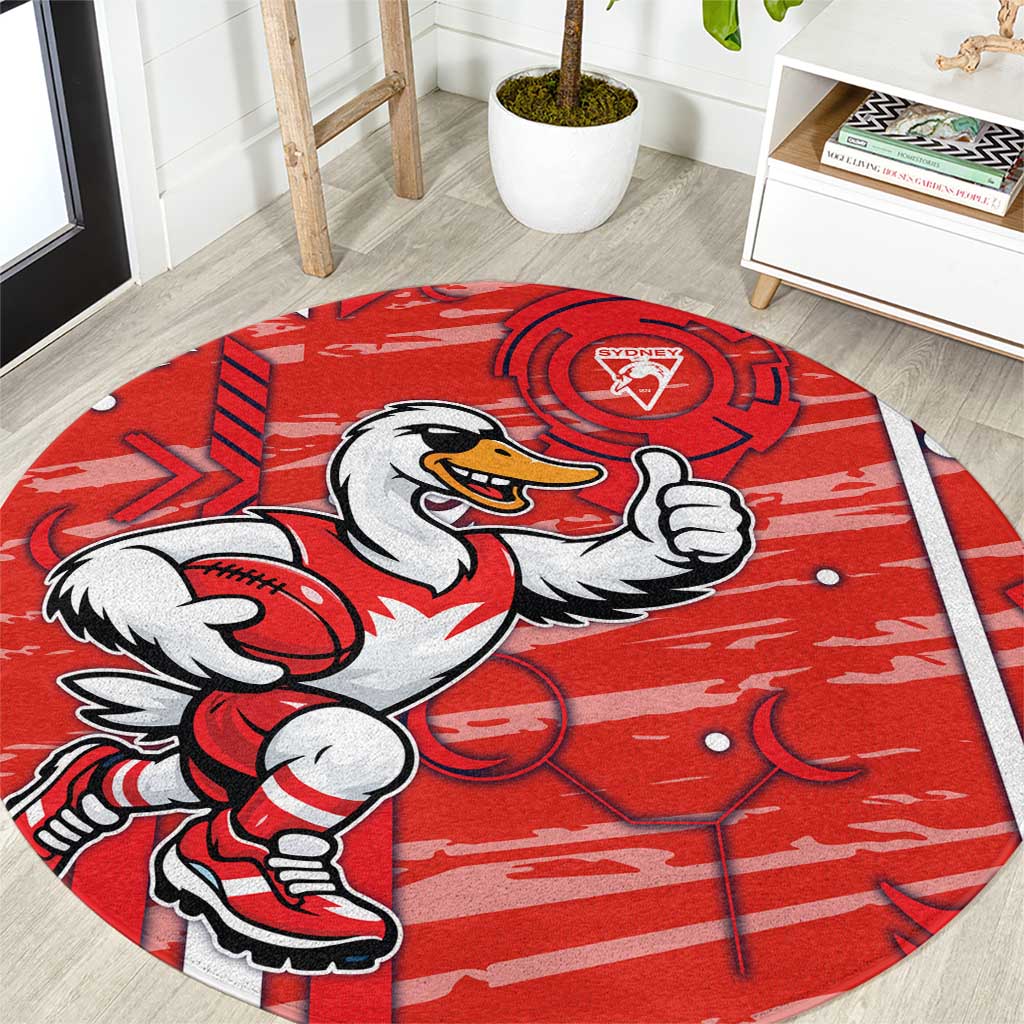 Sydney Swans Round Carpet Mascot Cartoon Football Illustration Style