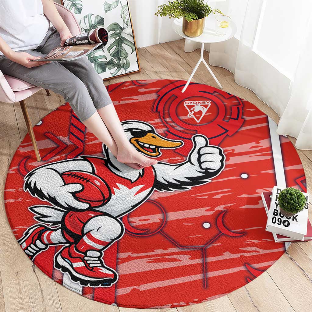 Sydney Swans Round Carpet Mascot Cartoon Football Illustration Style