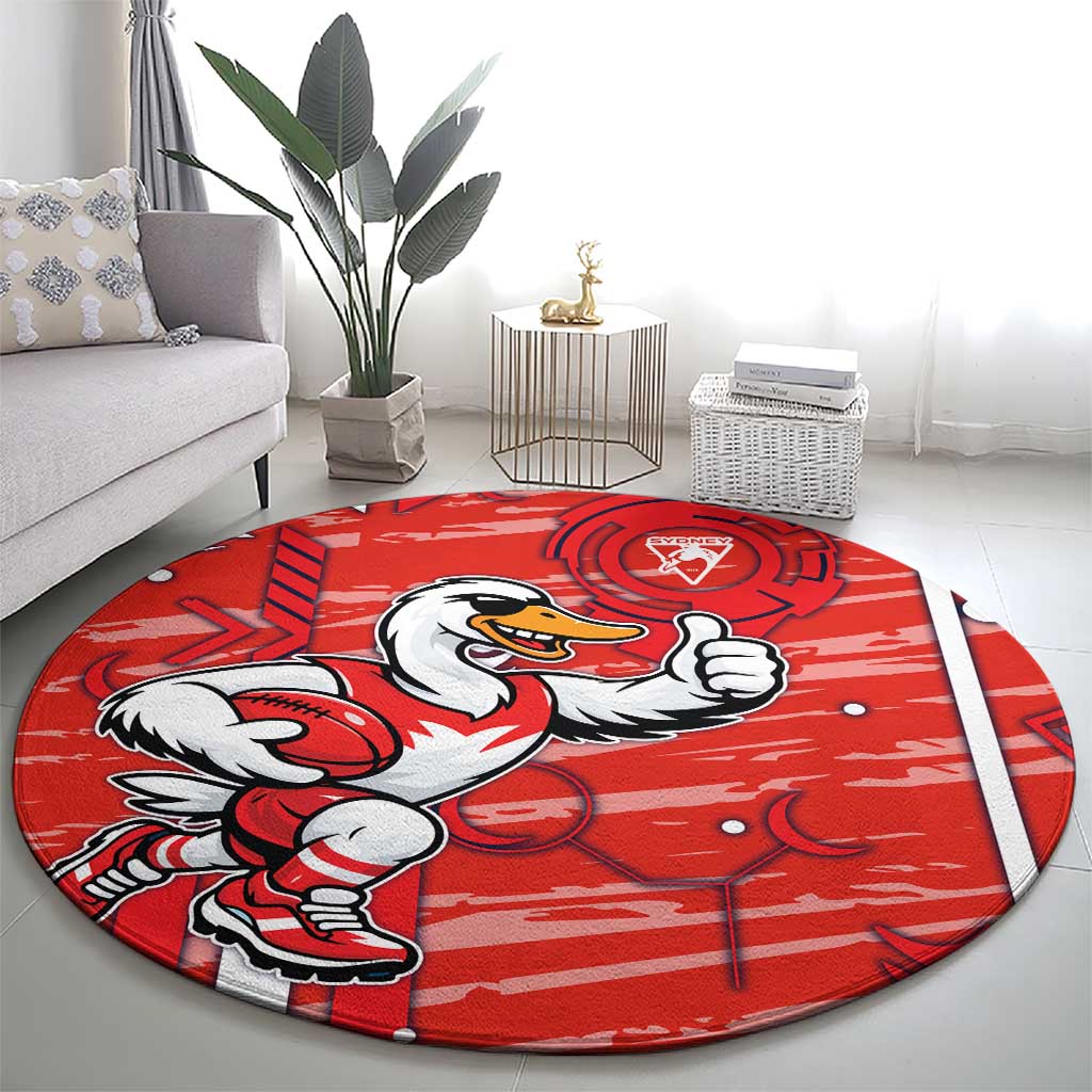 Sydney Swans Round Carpet Mascot Cartoon Football Illustration Style