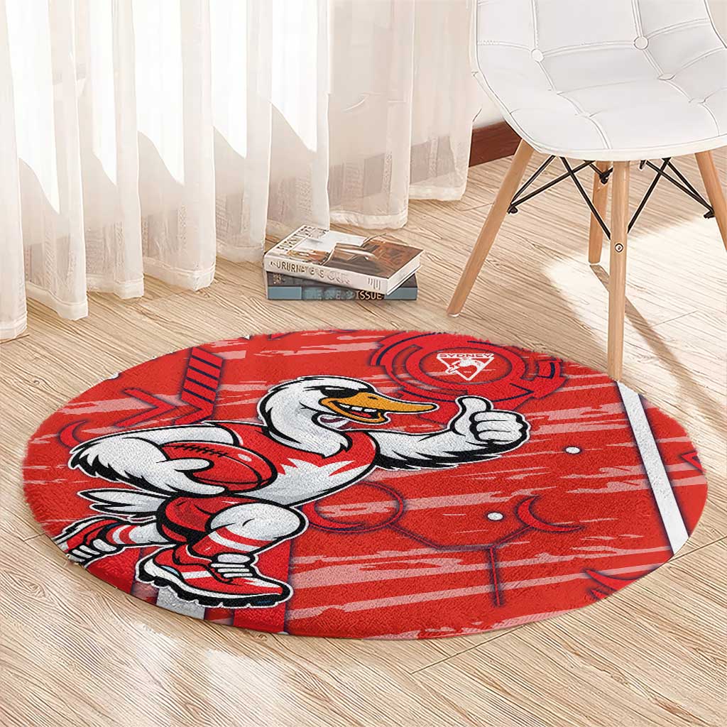 Sydney Swans Round Carpet Mascot Cartoon Football Illustration Style