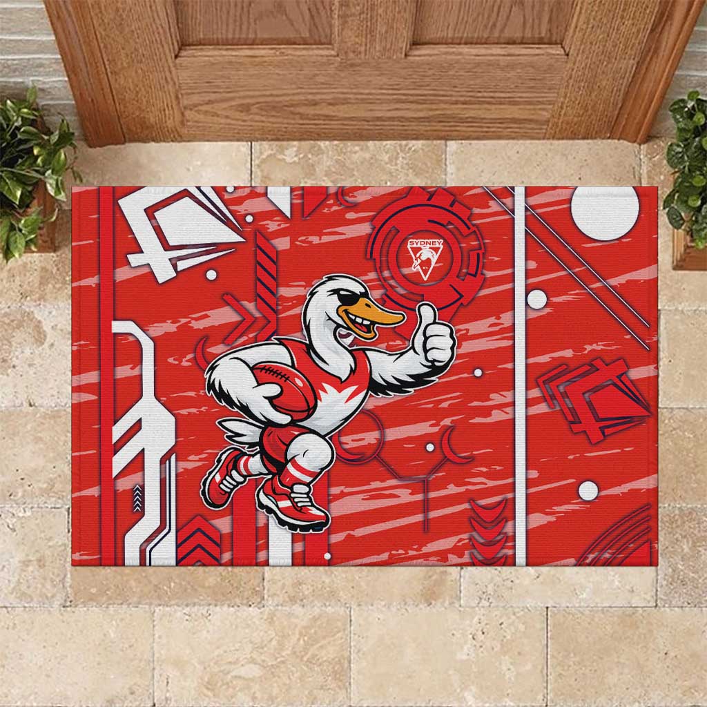Sydney Swans Rubber Doormat Mascot Cartoon Football Illustration Style