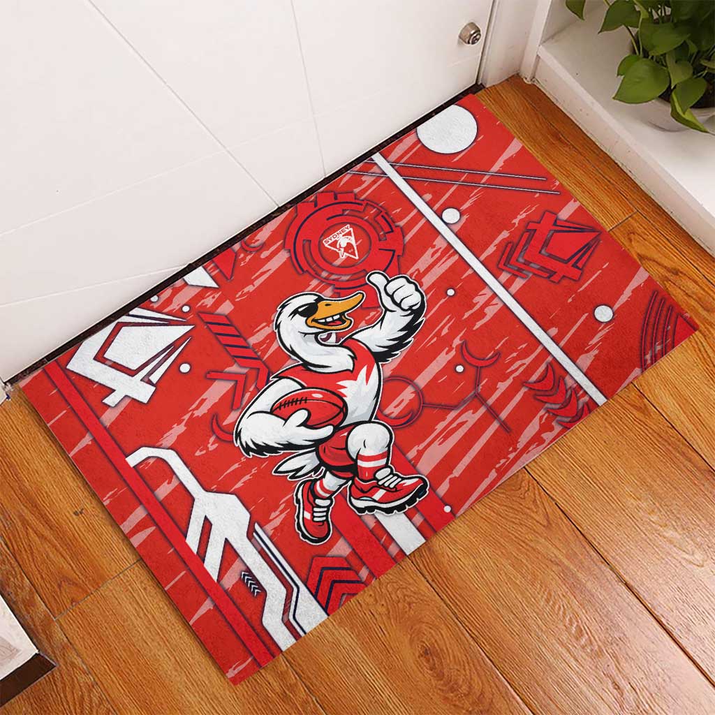 Sydney Swans Rubber Doormat Mascot Cartoon Football Illustration Style