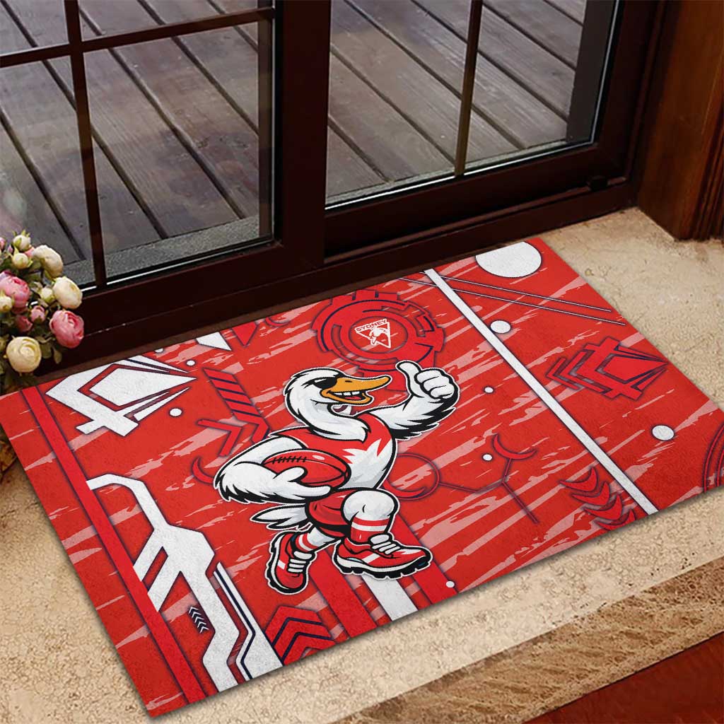 Sydney Swans Rubber Doormat Mascot Cartoon Football Illustration Style
