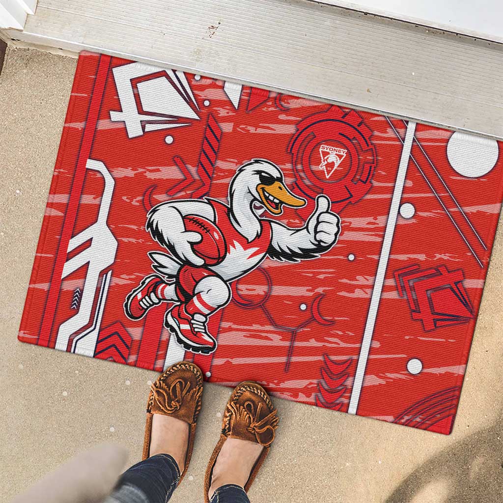 Sydney Swans Rubber Doormat Mascot Cartoon Football Illustration Style