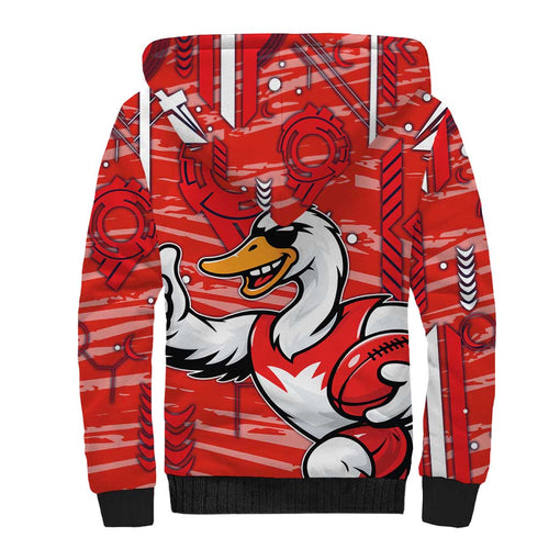 Sydney Swans Sherpa Hoodie Mascot Cartoon Football Illustration Style