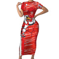 Sydney Swans Short Sleeve Bodycon Dress Mascot Cartoon Football Illustration Style