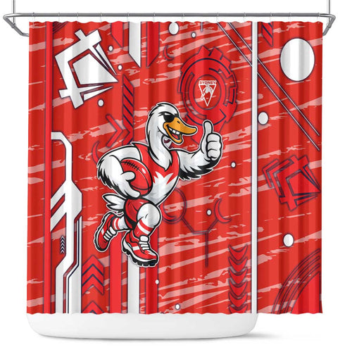 Sydney Swans Shower Curtain Mascot Cartoon Football Illustration Style