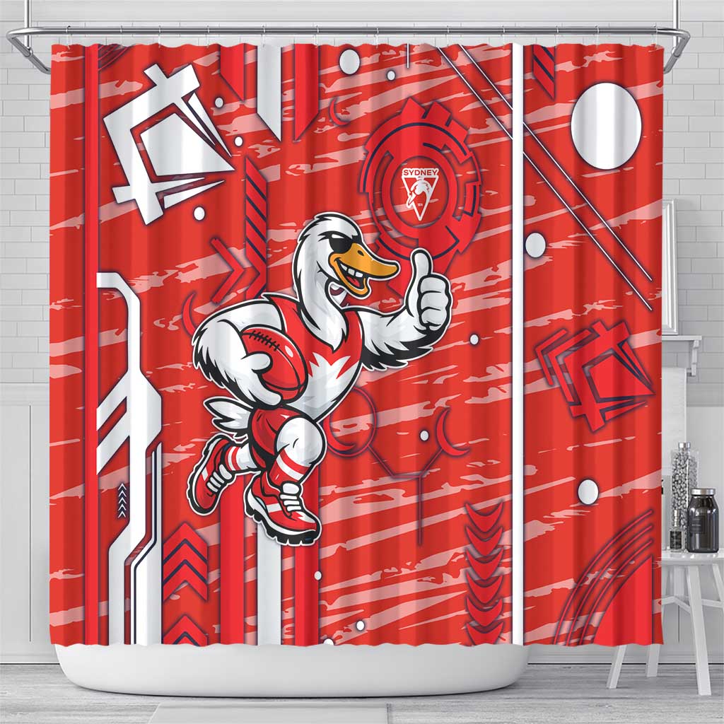 Sydney Swans Shower Curtain Mascot Cartoon Football Illustration Style