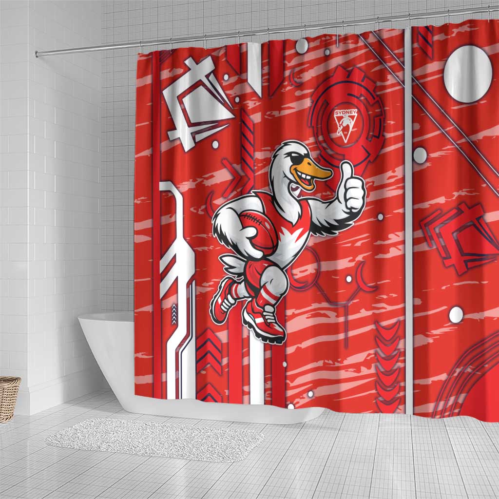 Sydney Swans Shower Curtain Mascot Cartoon Football Illustration Style