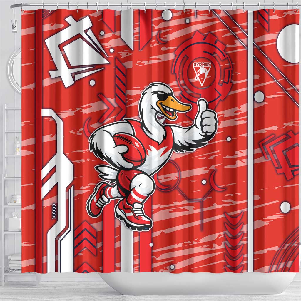Sydney Swans Shower Curtain Mascot Cartoon Football Illustration Style