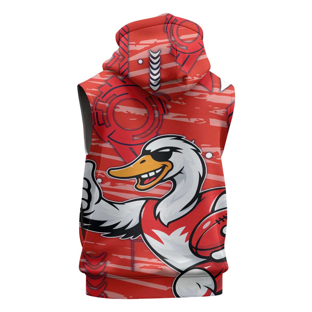 Sydney Swans Sleeveless Hoodie Mascot Cartoon Football Illustration Style