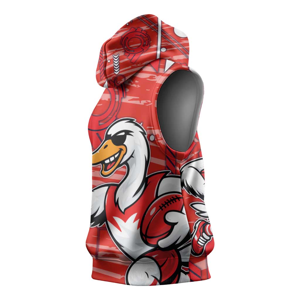 Sydney Swans Sleeveless Hoodie Mascot Cartoon Football Illustration Style