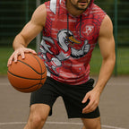 Sydney Swans Sleeveless Hoodie Mascot Cartoon Football Illustration Style