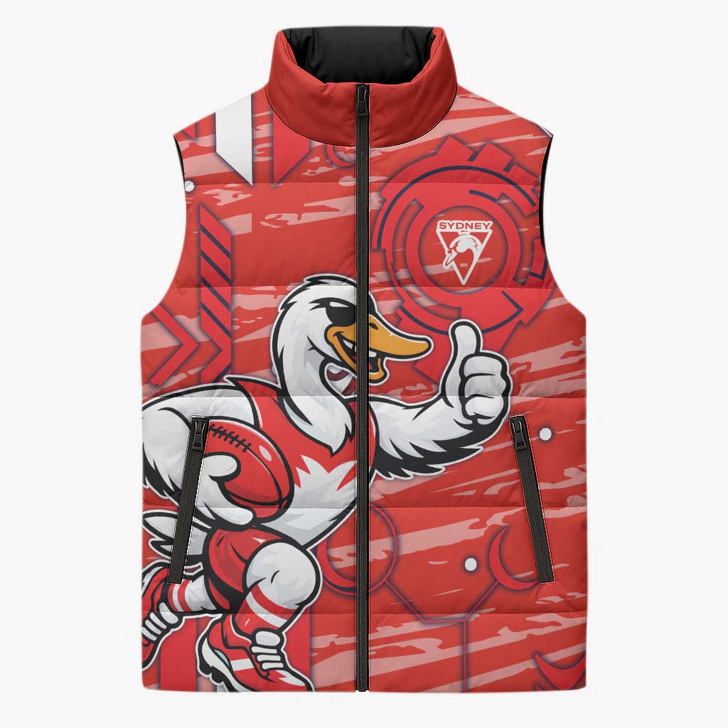 Sydney Swans Sleeveless Puffer Jacket Mascot Cartoon Football Illustration Style