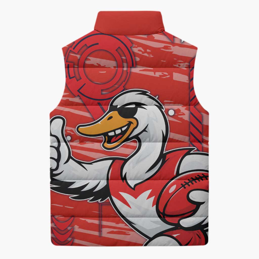 Sydney Swans Sleeveless Puffer Jacket Mascot Cartoon Football Illustration Style