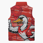 Sydney Swans Sleeveless Puffer Jacket Mascot Cartoon Football Illustration Style