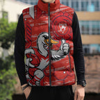 Sydney Swans Sleeveless Puffer Jacket Mascot Cartoon Football Illustration Style