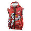 Sydney Swans Sleeveless Zip Hoodie Mascot Cartoon Football Illustration Style