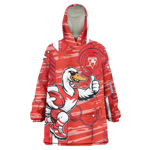 Sydney Swans Wearable Blanket Hoodie Mascot Cartoon Football Illustration Style