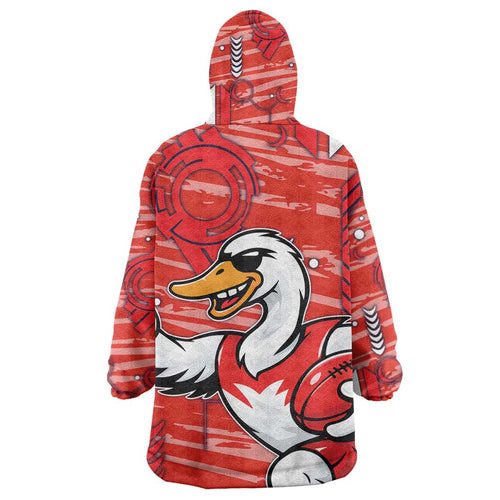 Sydney Swans Wearable Blanket Hoodie Mascot Cartoon Football Illustration Style