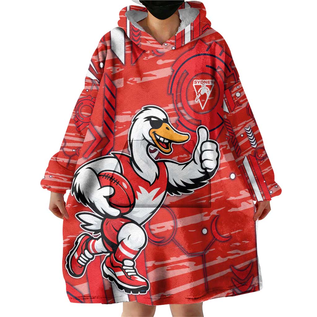 Sydney Swans Wearable Blanket Hoodie Mascot Cartoon Football Illustration Style