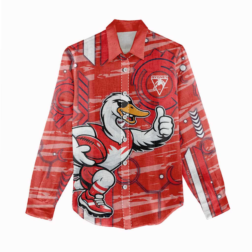 Sydney Swans Women Casual Shirt Mascot Cartoon Football Illustration Style