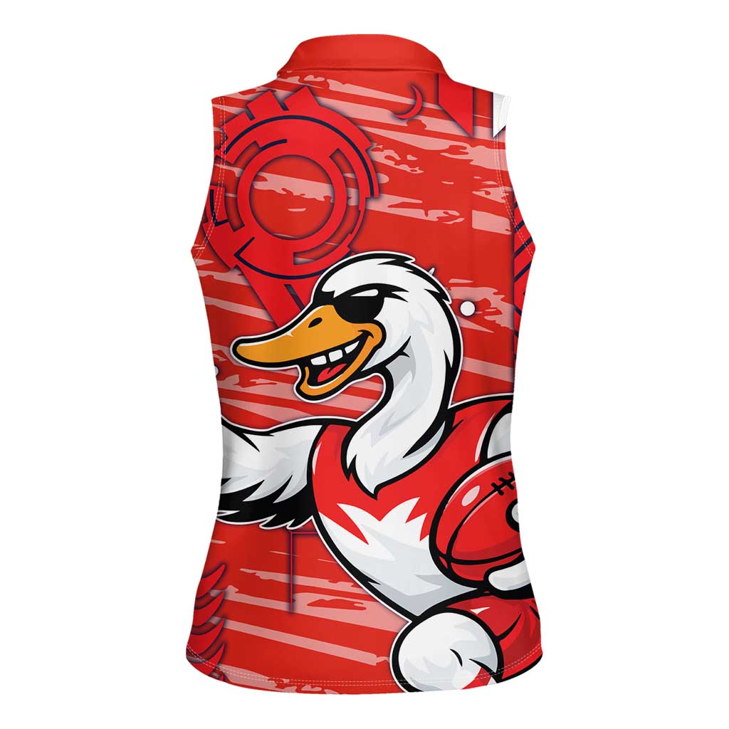 Sydney Swans Women Sleeveless Polo Shirt Mascot Cartoon Football Illustration Style