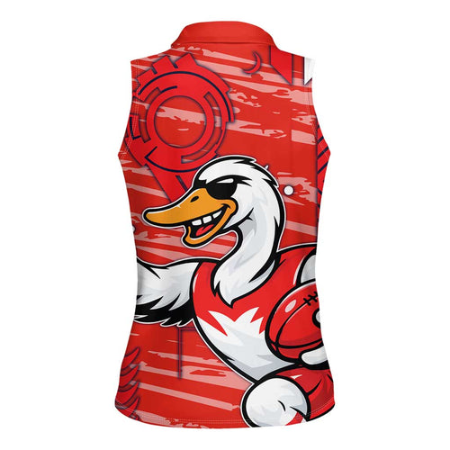 Sydney Swans Women Sleeveless Polo Shirt Mascot Cartoon Football Illustration Style