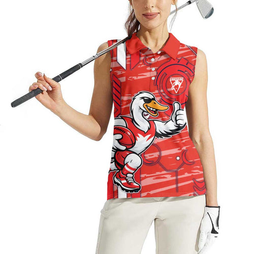 Sydney Swans Women Sleeveless Polo Shirt Mascot Cartoon Football Illustration Style