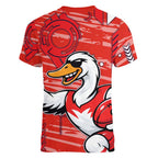 Sydney Swans Women V-Neck T-Shirt Mascot Cartoon Football Illustration Style