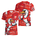 Sydney Swans Women V-Neck T-Shirt Mascot Cartoon Football Illustration Style