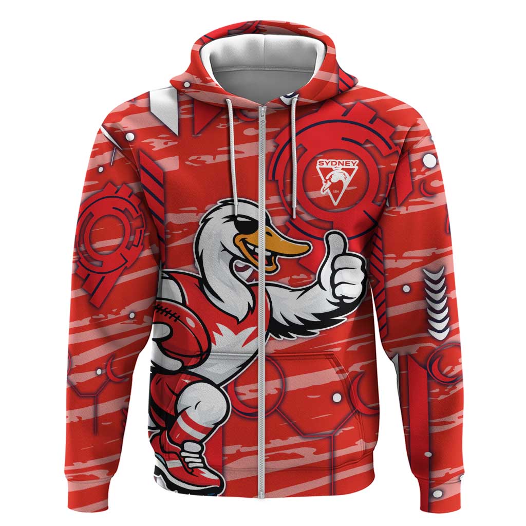 Sydney Swans Zip Hoodie Mascot Cartoon Football Illustration Style