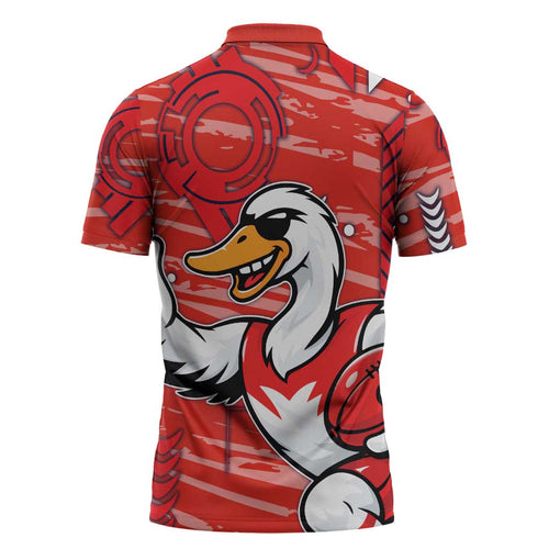 Sydney Swans Zipper Polo Shirt Mascot Cartoon Football Illustration Style