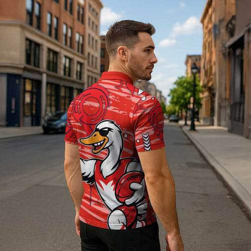 Sydney Swans Zipper Polo Shirt Mascot Cartoon Football Illustration Style