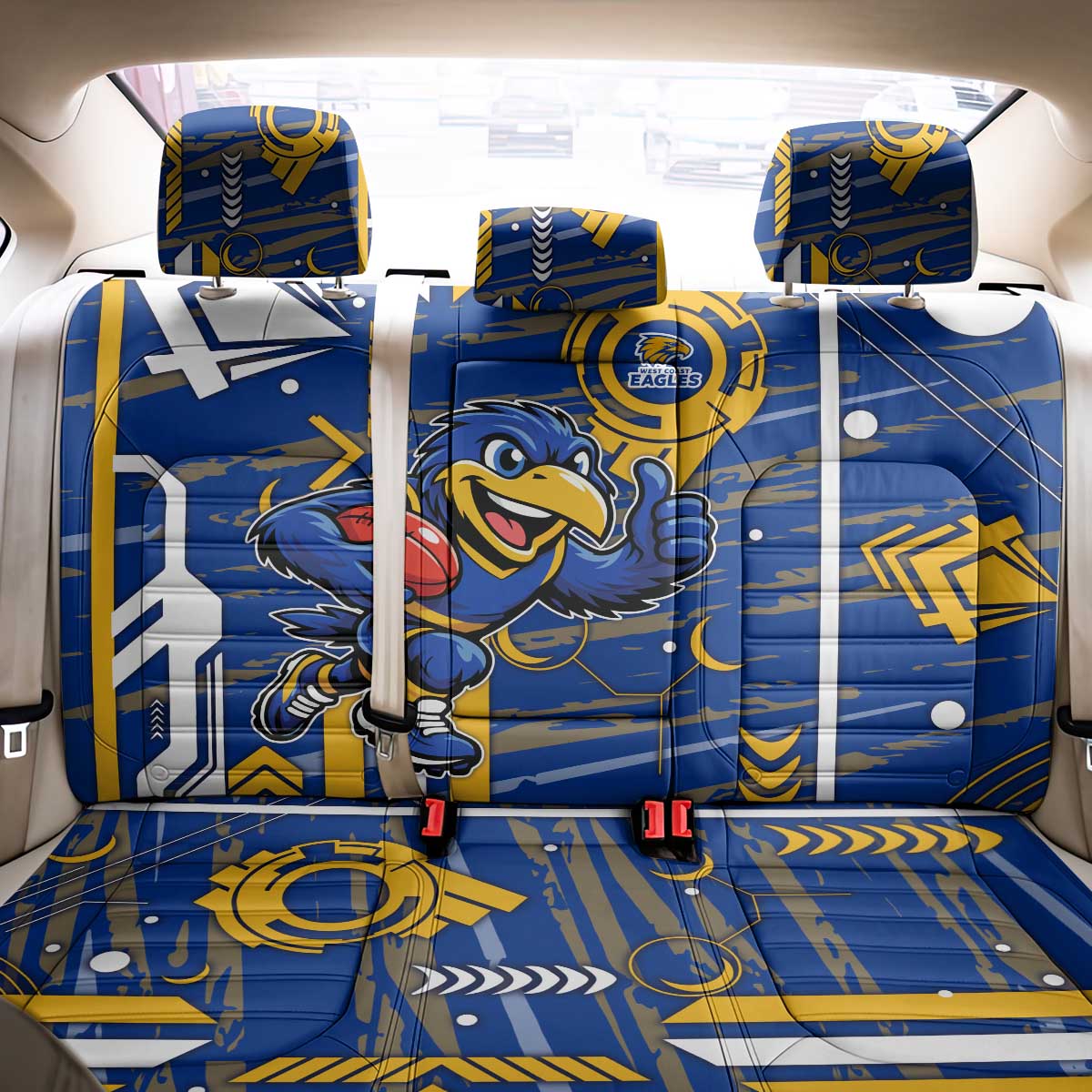 West Coast Eagles Back Car Seat Cover Mascot Cartoon Football Illustration Style