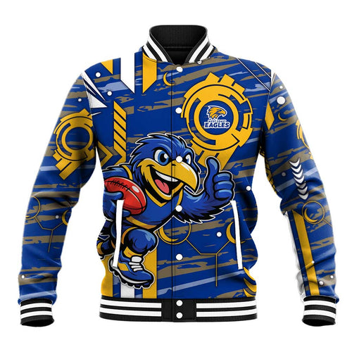 West Coast Eagles Baseball Jacket Mascot Cartoon Football Illustration Style