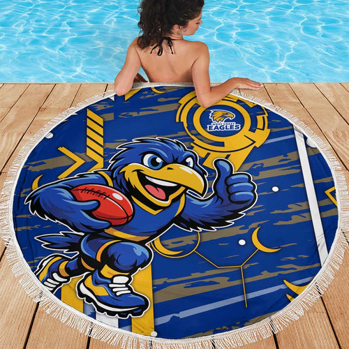 West Coast Eagles Beach Blanket Mascot Cartoon Football Illustration Style