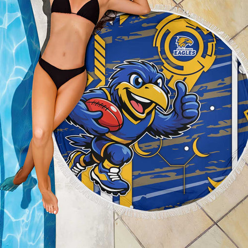 West Coast Eagles Beach Blanket Mascot Cartoon Football Illustration Style