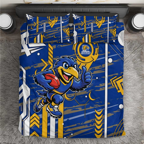 West Coast Eagles Bedding Set Mascot Cartoon Football Illustration Style