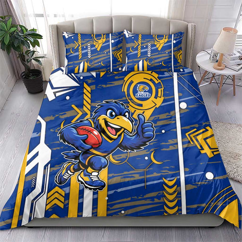 West Coast Eagles Bedding Set Mascot Cartoon Football Illustration Style
