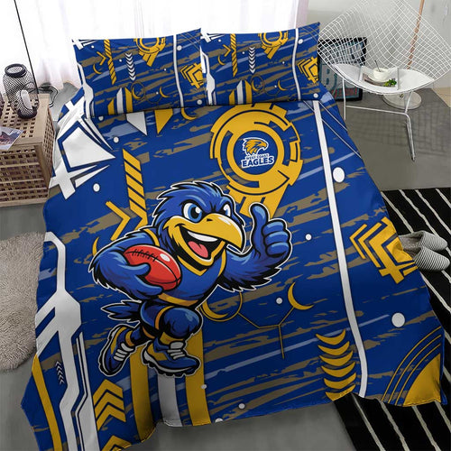 West Coast Eagles Bedding Set Mascot Cartoon Football Illustration Style