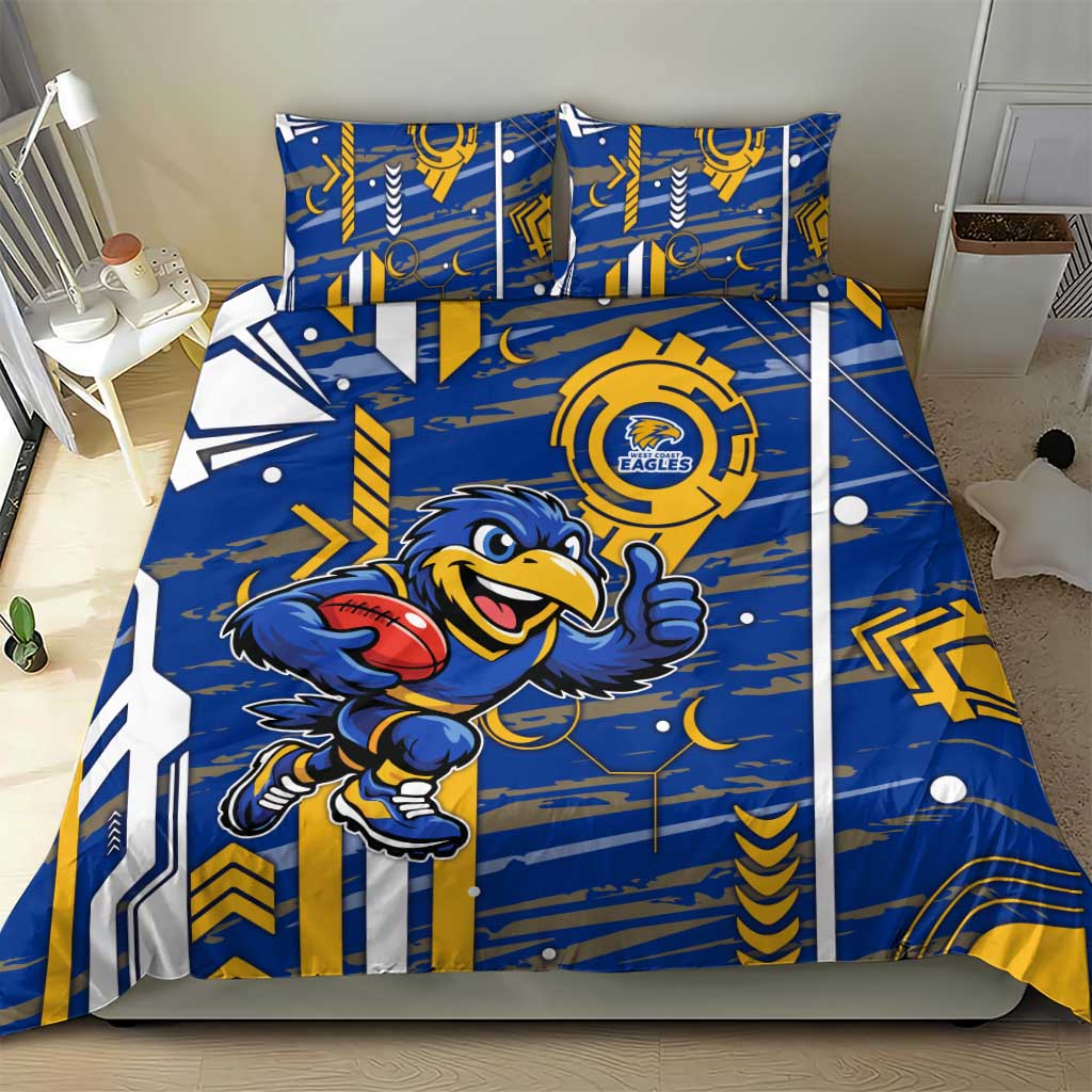 West Coast Eagles Bedding Set Mascot Cartoon Football Illustration Style