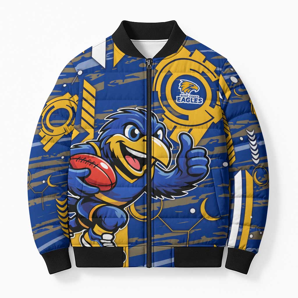 West Coast Eagles Bomber Puffer Jacket Mascot Cartoon Football Illustration Style