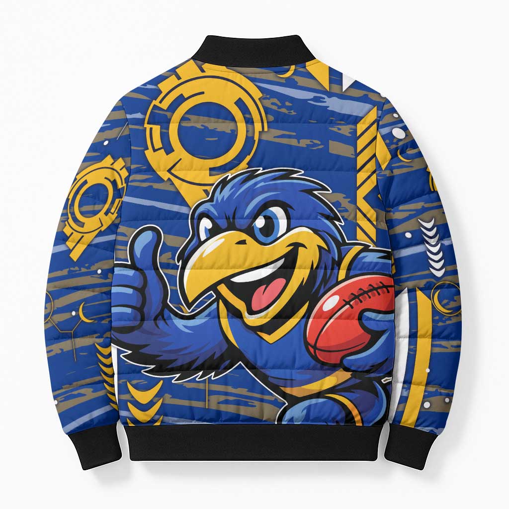 West Coast Eagles Bomber Puffer Jacket Mascot Cartoon Football Illustration Style