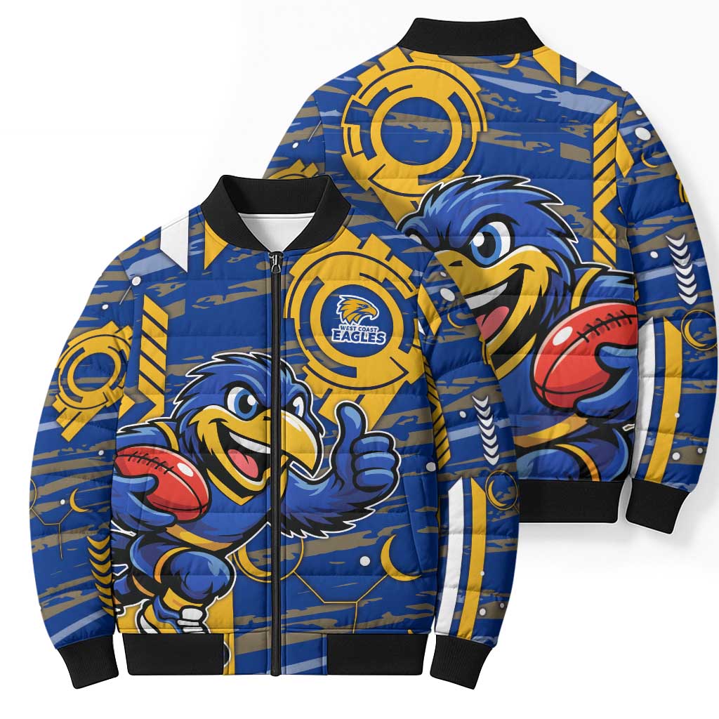 West Coast Eagles Bomber Puffer Jacket Mascot Cartoon Football Illustration Style